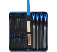 BRILLIANT TOOLS BT103030 Juego de limas con cepillo de alambre, 19 pzs [Powered by KS TOOLS]