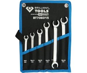 BRILLIANT TOOLS BT706015 Juego de llaves para conducciones, 6 pzs, 8 - 19 mm [Powered by KS TOOLS]