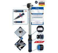 KS Tools Llave dinamométrica BT141901 1/2" cabezal de carraca giratorio 20-200 Nm