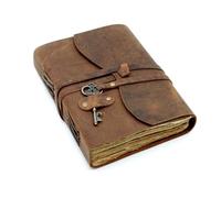Brillibrum Diario de piel hecho a mano, cuaderno vintage con 100 hojas de papel antiguo para bocetos, idea de regalo, diseño retro, libro de escritura de alta calidad para pensamientos creativos