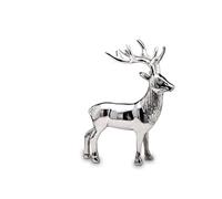 Brillibrum Figura decorativa de ciervo, figura de reno, metal, plata, decoración navideña, estatua REH, escultura jardín, tumbado, decoración salvaje, decoración (variante 3: 29 x 10 x 23 cm)