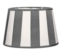 Brillibrum Pantalla de lámpara de mesa a rayas con estampado de rayas para portalámparas E27 diseño a rayas lámpara de mesa ovalada redonda de tela (Gris - Blanco, Ovalada: 22 x 15 cm)