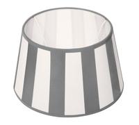 Brillibrum Pantalla de lámpara de mesa a rayas con estampado de rayas para portalámparas E27 diseño a rayas lámpara de mesa ovalada redonda de tela (Gris - Blanco, Redonda: 20x15x12cm)