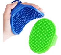 BRILLIRARE Paquete de 2 cepillos de aseo para perros, cepillos de baño de silicona suave de para mascotas con mango ajustable, peine calmante para perros y gatos de pelo largo y seco