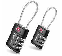 Brillirare,Paquete de 2 cerraduras de equipaje aprobadas por la TSA, cerradura de cable de viaje combinada, candado impermeable de 3 dígitos, gimnasio, puerta