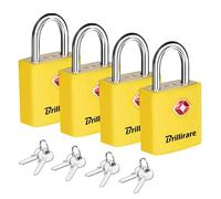 Brillirare Paquete de 4 candados de equipaje aprobados por la TSA, con llaves, candado de viaje, cerradura de aleación de zinc impermeable con llave, cerradura de metal TSA para exteriores, para