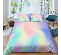 Brillo arcoíris Funda Edredon 3 Piezas 3D Impresa Dreamy CosmicSky con Cremallera Y Funda De Almohada King（220x240cm） 100% Microfibra Juego De Cama para