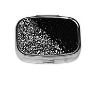 Brillo blanco negro impreso, Pastillero cuadrado para bolsillo o monedero, pequeño contenedor de pastillas, organizador de pastillas de viaje