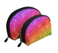 Brillo Colorido, Bolsa de Maquillaje de Concha, Monedero pequeño para Mujer, Bolsa de artículos de tocador, Bolsa de cosméticos, 2 Piezas