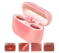 Brillo De Labios Brillante: Brillo De Labios Hidratante, Teñido De Labios Dobles | Caso Para Auriculares Formados Por Arcilla Labial Mate, Barniz De Labios Con Brillo Con Aplicador En De Corazón