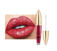 Brillo de labios Diamond Metallic Lipgloss Shimmer Liquid Lipstick Waterproof Larga Duración Lip Tint Antiadherente Copa Lip Gloss para Mujeres Niñas Maquillaje Cosméticos