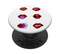 Brillo de Labios estético, Labios Rojos, vibras veraniegas, tintados, Amor PopSockets PopGrip Adhesivo