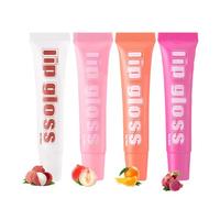 Brillo de labios hidratante: 4 esmaltes de labios hidratantes con sabor a fruta, glaseado de labios de color transparente, brillo de labios con acabado brillante, ligero y transparente, 10 ml para res