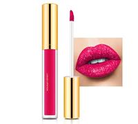 Brillo de labios líquido, color rosa neón con brillo de diamantes, brillo de labios mate y colores brillantes, resistente al agua y de secado rápido, maquillaje de labios de larga duración y sedoso
