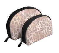 Brillo de Tigre de Oro Rosa, Bolsa de Maquillaje de Concha, Monedero pequeño para Mujer, Bolsa de artículos de tocador, Bolsa de cosméticos, 2 Piezas