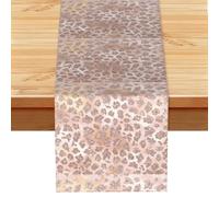 Brillo de Tigre de Oro Rosa,Camino de Mesa de Lino sintético para el hogar, Fiestas, comedores, 33 x 183 cm