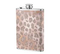 Brillo de tigre de oro rosa,Frasco de acero inoxidable 304 de 8 oz con funda de cuero sintético, frasco de bolsillo para licor plano para exteriores