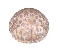 Brillo de tigre de oro rosa,Gorro de ducha, gorro de noche, gorro de baño elástico impermeable de doble capa, reutilizable para el cabello.