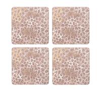 Brillo de Tigre de Oro Rosa,Posavasos Cuadrados de Corcho MDF, Almohadilla para Tazas, Juego de 4 Posavasos para Bebidas