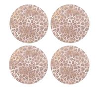 Brillo de Tigre de Oro Rosa,Posavasos Redondos de Corcho MDF, Almohadilla para Tazas, Juego de 4 Posavasos para Bebidas