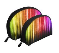 Brillo del Arco Iris, Bolsa de Maquillaje de Concha, Monedero pequeño para Mujer, Bolsa de artículos de tocador, Bolsa de cosméticos, 2 Piezas