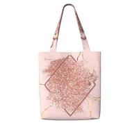 Brillo dorado rosa con un rombo rojo parduzco,Bolsas de supermercado reutilizables, bolsas de compras, bolsas de lona de gran capacidad, bolso de hombro