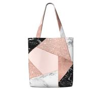 Brillo dorado rosa, mármol blanco y negro geométrico,Bolsas de supermercado reutilizables, bolsas de compras, bolsas de lona de gran capacidad, bolso de hombro