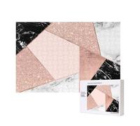 Brillo Dorado Rosa, mármol Blanco y Negro geométrico,Rompecabezas de Madera de 300 Piezas, Juego Familiar, Rompecabezas para Adultos, Adolescentes, decoración del hogar