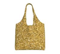 Brillo dorado sin costuras,Bolsas de mano reutilizables, bolsas de supermercado, bolso de hombro de lona de gran capacidad