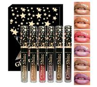 Brillo Labial con Purpurina | Bálsamo Labial Brillante 6 Tonos 2.5ml - Set de Maquillaje Labios Líquido de Alto Brillo para Mujeres, Uso Diario, Fiesta, Bodas, Citas, Viajes y Regalos