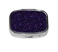 Brillo morado amatista oscuro, Pastillero cuadrado para bolsillo o monedero, pequeño contenedor de pastillas, organizador de pastillas de viaje
