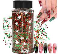 Brillo Navideño, 100g de purpurina holográfica para resina epoxi, copos de árbol de Navidad para uñas, cara, maquillaje, cuerpo y Manualidades Brillante Decoración (SD-10)