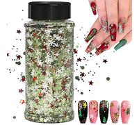 Brillo Navideño, 100g de purpurina holográfica para resina epoxi, copos de árbol de Navidad para uñas, cara, maquillaje, cuerpo y Manualidades Brillante Decoración (SD-04)