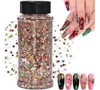 Brillo Navideño, 100g de purpurina holográfica para resina epoxi, copos de árbol de Navidad para uñas, cara, maquillaje, cuerpo y Manualidades Brillante Decoración (SD-01)