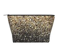 Brillo Negro y Dorado., Bolsa de artículos de tocador Bolsa de Maquillaje Bolsa de cosméticos Bolsa de artículos de tocador de Viaje portátil