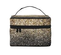 Brillo Negro y Dorado., Bolsa de Maquillaje Bolsa de cosméticos Bolsa de Aseo de Viaje portátil Estuche para lápices