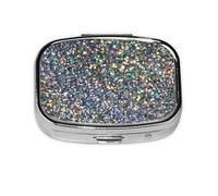 Brillo plateado Arco iris Brillo, Pastillero cuadrado para bolsillo o monedero, pequeño contenedor de pastillas, organizador de pastillas de viaje