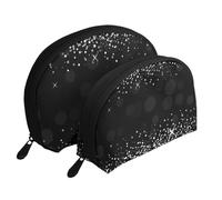Brillo Plateado Brillante, Bolsa de Maquillaje de Concha, Monedero pequeño para Mujer, Bolsa de artículos de tocador, Bolsa de cosméticos, 2 Piezas