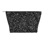 Brillo Plateado Brillante sobre Fondo Negro, Bolsa de artículos de tocador Bolsa de Maquillaje Bolsa de cosméticos Bolsa de artículos de tocador de Viaje portátil
