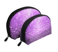 Brillo púrpura Brillante, Bolsa de Maquillaje de Concha, Monedero pequeño para Mujer, Bolsa de artículos de tocador, Bolsa de cosméticos, 2 Piezas