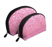 Brillo Rosa, Bolsa de Maquillaje de Concha, Monedero pequeño para Mujer, Bolsa de artículos de tocador, Bolsa de cosméticos, 2 Piezas