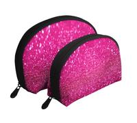 Brillo Rosa, Bolsa de Maquillaje de Concha, Monedero pequeño para Mujer, Bolsa de artículos de tocador, Bolsa de cosméticos, 2 Piezas
