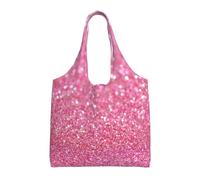 Brillo rosa,Bolsas de mano reutilizables, bolsas de supermercado, bolso de hombro de lona de gran capacidad