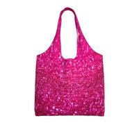 Brillo rosa,Bolsas de mano reutilizables, bolsas de supermercado, bolso de hombro de lona de gran capacidad