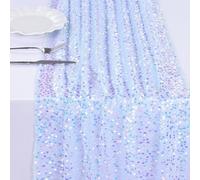 BrillShine Camino de mesa azul, 63 x 300 cm, camino de mesa para sirena, lentejuelas, adecuado para fiestas, cumpleaños, bodas, Navidad, decoración de colegios