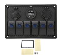 Brilluxa Panel de interruptor basculante de 6 bandas, panel de interruptor marino, interruptor de protección contra sobrevoltaje, accesorio para barco RV DC 12V 24V