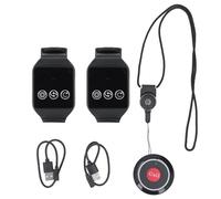 Brilluxa Sistema de localizador, sistema de llamadas de restaurante inalámbrico con 2 receptores de reloj y 1 localizador de botones, sistema de localizador de servicios para el restaurante Hospital