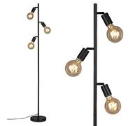 BRILONER 1387-035 Lámpara de pie orientable, 3 bombillas E27, incluye interruptor de cable, diseño retro vintage, color negro, 220 x 1600 mm (diámetro x altura) 1387-035