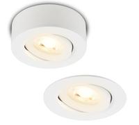 BRILONER - 2 en 1 Foco LED de superficie y empotrable, orientable, luz blanca cálida, plano, LED spot 230V, foco de techo, 68mm agujero, 90x30mm (DxH), blanco