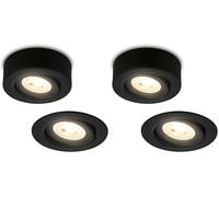 Briloner - 2 en 1 Foco LED de superficie y empotrable, orientable, luz blanca cálida, plano, LED spot 230V, foco de techo, 68mm agujero, 90x30mm (DxH), negro (Paquete de 2)